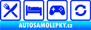 Samolepka Eat sleep game repeat hrát počítačové hry modrá dynamic