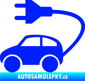 Samolepka Elektro auto 002 levá symbol zásuvka modrá dynamic