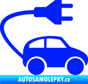 Samolepka Elektro auto 002 pravá symbol zásuvka modrá dynamic