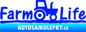 Samolepka Farm life nápis s traktorem modrá dynamic