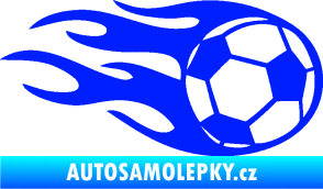 Samolepka Fotbalový míč 004 pravá v plamenech modrá dynamic