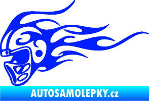 Samolepka Helma s plameny levá modrá dynamic