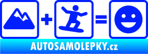 Samolepka Hory + snowboard = veselý smajlík modrá dynamic