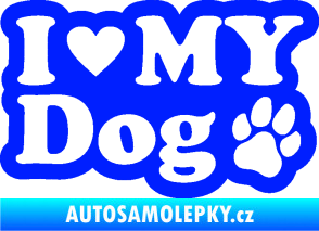 Samolepka I love my dog 002 modrá dynamic