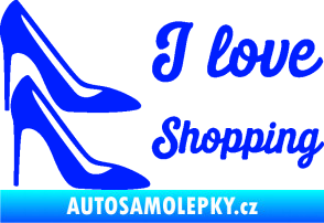 Samolepka I love shopping nápis  modrá dynamic