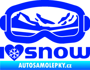 Samolepka I love snow nápis s brýlemi modrá dynamic