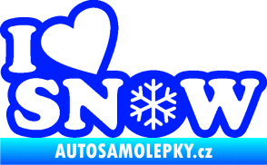 Samolepka I love snow nápis s vločkou modrá dynamic