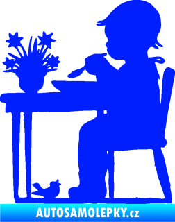 Samolepka Interiér 001 pravá dítě u stolečku modrá dynamic