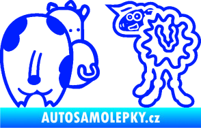 Samolepka JDM kravička a ovečka 001 levá modrá dynamic
