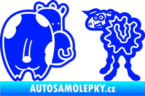 Samolepka JDM kravička a ovečka 002 levá modrá dynamic