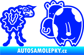 Samolepka JDM kravička a ovečka 002 pravá modrá dynamic