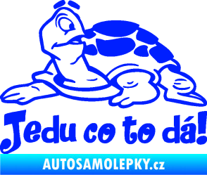 Samolepka Jedu co to dá! 001 levá nápis se želvou modrá dynamic