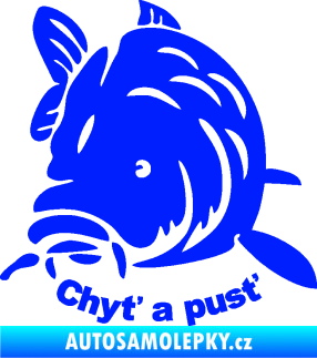 Samolepka Kapr 003 chyť a pusť modrá dynamic