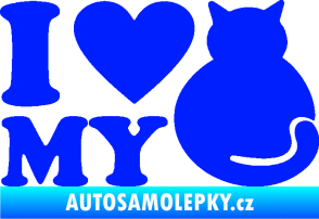 Samolepka Kočka 033 I love my cat modrá dynamic