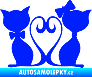 Samolepka Kočky love 002 levá spletené ocásky modrá dynamic
