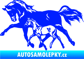 Samolepka Koníci 003 levá kobylka s hříbětem modrá dynamic