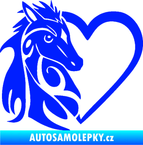 Samolepka Koník love 001 levá hříbátko v srdíčku modrá dynamic