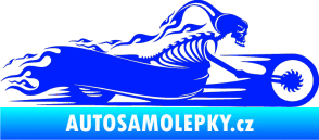 Samolepka Kostra na motorce s plameny pravá modrá dynamic