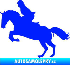 Samolepka Kůň 014 levá skok s jezdcem modrá dynamic