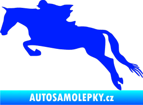 Samolepka Kůň 015 levá skok s jezdcem modrá dynamic