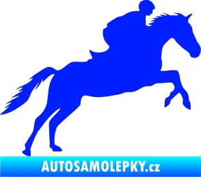 Samolepka Kůň 019 pravá jezdec v sedle modrá dynamic