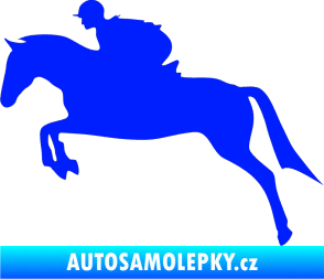 Samolepka Kůň 020 levá skok s jezdcem modrá dynamic