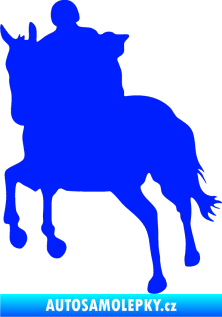 Samolepka Kůň 021 levá s jezdcem modrá dynamic