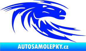 Samolepka Kůň 023 pravá hlava s vlající hřívou modrá dynamic