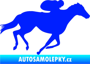 Samolepka Kůň 027 pravá závodí s jezdcem modrá dynamic