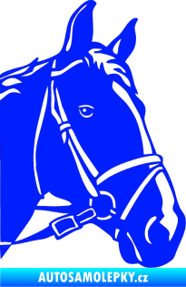 Samolepka Kůň 028 pravá hlava s uzdou modrá dynamic