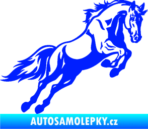 Samolepka Kůň 050 pravá ve skoku modrá dynamic