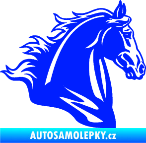 Samolepka Kůň 058 pravá hlava s hřívou modrá dynamic