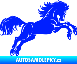 Samolepka Kůň 062 pravá ve skoku modrá dynamic