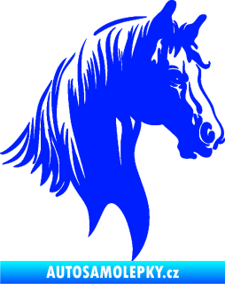 Samolepka Kůň 066 pravá hlava s hřívou modrá dynamic