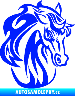 Samolepka Kůň 069 pravá hlava s hřívou modrá dynamic