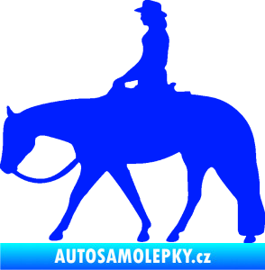 Samolepka Kůň 082 levá kovbojka na koni modrá dynamic