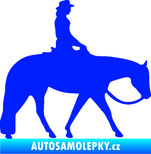 Samolepka Kůň 082 pravá kovbojka na koni modrá dynamic