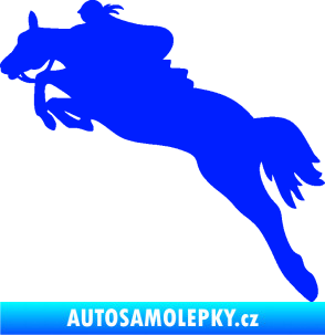 Samolepka Kůň 084 levá s jezdkyní modrá dynamic