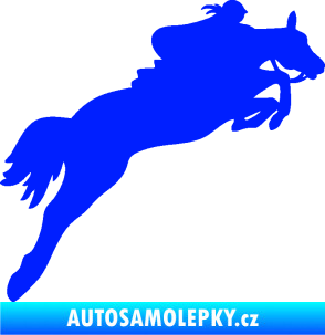 Samolepka Kůň 084 pravá s jezdkyní modrá dynamic