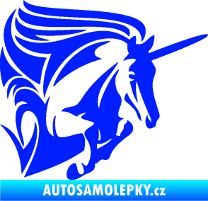 Samolepka Kůň jednorožec 001 pravá modrá dynamic