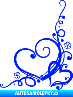 Samolepka Květina dekor 003 levá srdíčka modrá dynamic