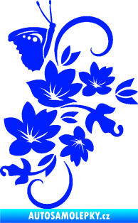 Samolepka Květina dekor 005 pravá s motýlkem modrá dynamic