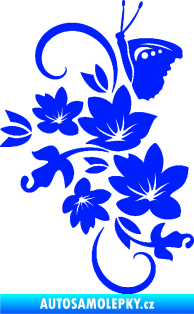 Samolepka Květina dekor 005 levá s motýlkem modrá dynamic