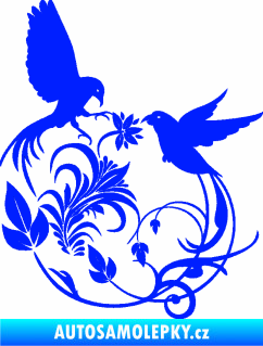 Samolepka Květina dekor 006 levá ptáčci modrá dynamic