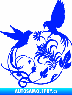 Samolepka Květina dekor 006 pravá ptáčci modrá dynamic