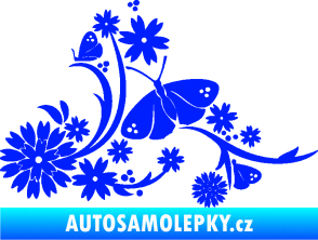Samolepka Květina dekor 007 levá motýl s květy modrá dynamic