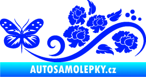 Samolepka Květina dekor 015 levá s motýlem modrá dynamic