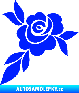 Samolepka Květina dekor 043 levá  květ růže s listy modrá dynamic