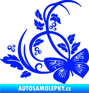 Samolepka Květina dekor 046 levá motýl modrá dynamic