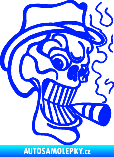 Samolepka Lebka 020 pravá crazy s cigaretou modrá dynamic